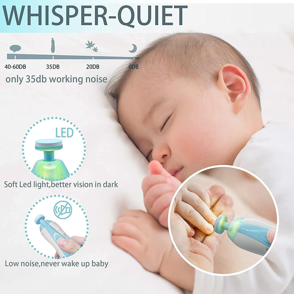 Baby Nail Trimmer New Born with Lights | Electric Baby Nail Cutter 0-6 Months with Multiple Filer Heads Adjustment | New Born Baby Products, Pack of 1, Multicolor