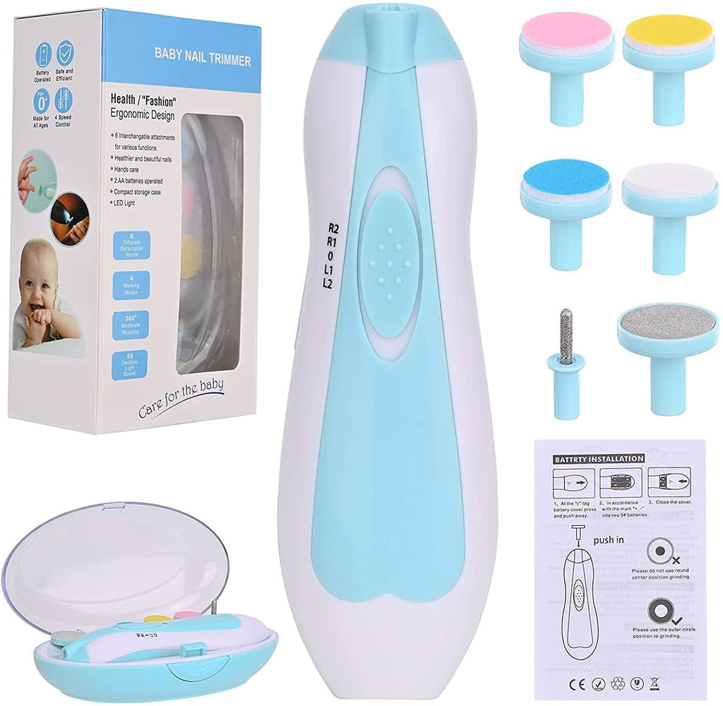 Baby Nail Trimmer New Born with Lights | Electric Baby Nail Cutter 0-6 Months with Multiple Filer Heads Adjustment | New Born Baby Products, Pack of 1, Multicolor